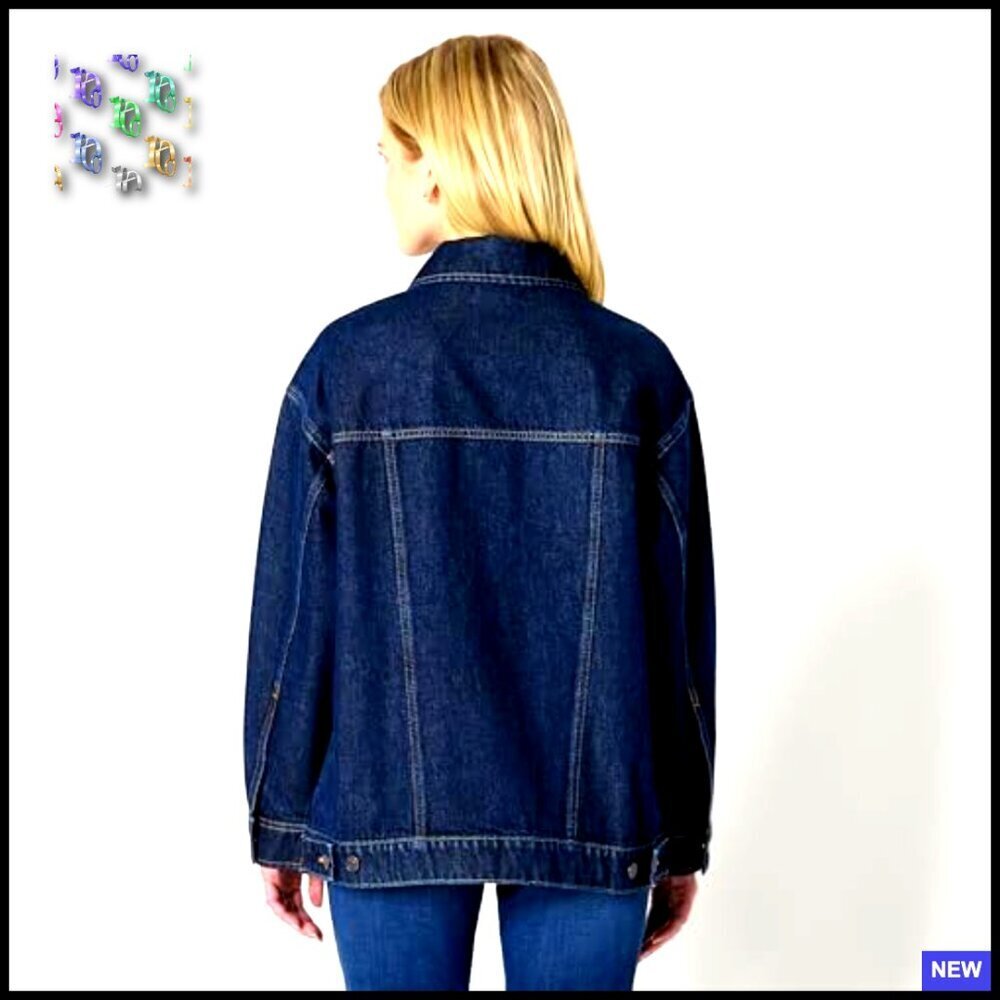 Oversized Trucker Jacket Heavyweight Denim Rigid Fit Y2K Chic Layering - Picture 2 of 7